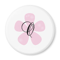 Pink Flower Monogram O Refrigerator Magnets