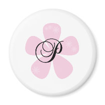 Pink Flower Monogram P Fridge Magnets