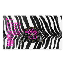 Pink Flower on Zebra Business Card