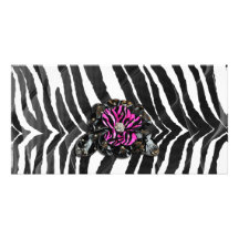Pink Flower on Zebra Photo Cards