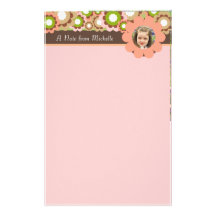 Pink Flower Power Photo Stationery