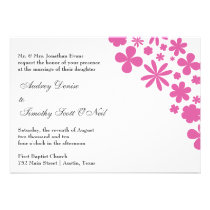 Pink Flower Power Wedding Invitation invitations