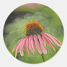 Pink flower round sticker