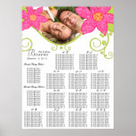 Pink Flower SeatingChart Table Number Alphabetical Print