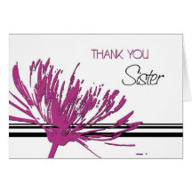 Pink Flower Sister Thank You Bridesmaid Card