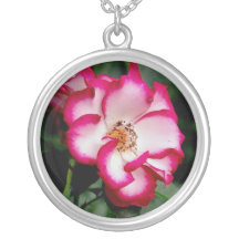 Pink flower sterling silver necklace