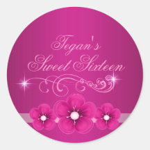 Pink Flower Sweet 16 Envelope Sticker/seal