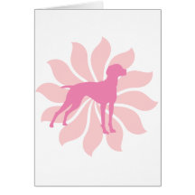 Pink Flower Vizsla Dog Card
