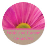 Pink Flower Wedding Envelope Seal Round Stickers