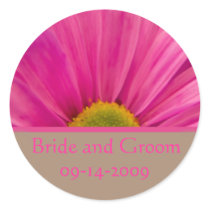 Pink Flower Wedding Envelope Seal Round Stickers