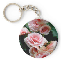 Pink Flowering Begonia Keychain
