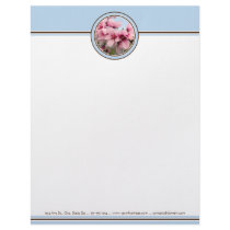 Pink Flowering Branch Letterhead - Blue