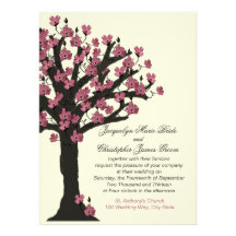 Pink Flowering Dogwood Tree Wedding Invite