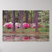 Pink Flowers among the trees flowers Print