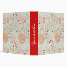 Pink flowers and little birds wallpaper vinyl binders