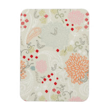 Pink flowers and little birds wallpaper flexible magnet