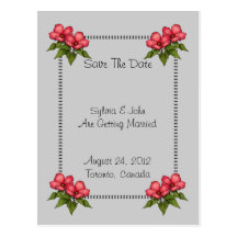 Pink Flowers Artwork: Save The Date Post Cards