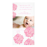Pink Flowers Baby Birth Thank You Photo Card
