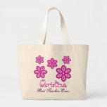 Pink Flowers Best Teacher Ever Custom Name Tote Bags