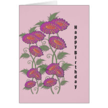 Pink flowers birthday Card