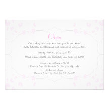 Pink Flowers Christening Invitation