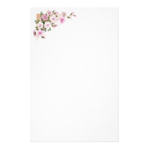 Pink Flowers & Ferns Victorian Trade Card Customized Stationery