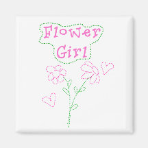 Pink Flowers Flower Girl Fridge Magnets