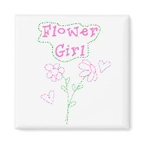 Pink Flowers Flower Girl Fridge Magnets