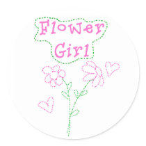 Pink Flowers Flower Girl Round Sticker