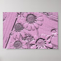 Pink Flowers In Stone posters