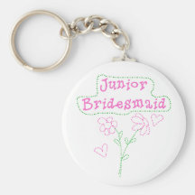 Pink Flowers Junior Bridesmaid Key Chain