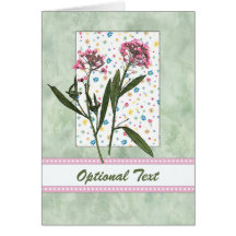 Pink  Flowers, Lt Green Water Colour - Customize Greeting Card