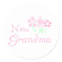 Pink Flowers New Grandma Round Sticker