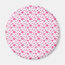 Pink Flowers on White Fridge Magnets