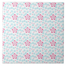 Pink flowers pattern tiles