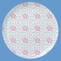 Pink flowers pattern plates