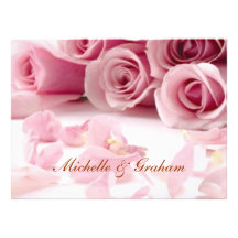 Pink Flowers Popular Elegant Wedding Invitation