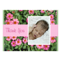 Pink Flowers Thank you Custom Invitations