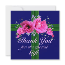 Pink Flowers Thank You for the Gift Card Personalized Invitation