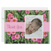 Pink Flowers Thank you Custom Invitations