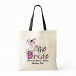Pink Flowers The Bride Custom Tote Bag