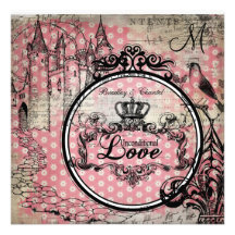 Pink Flowers Unconditional Love Wedding Invite