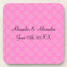 Pink flowers wedding favours coasters