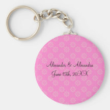 Pink flowers wedding favours key chain
