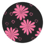 Pink Flowers With Black Background stickers