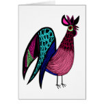 Pink Folk Art Rooster Card