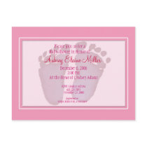Pink Footprint Baby Shower Invitation Postcard