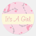 Pink Footprint Stickers / Seals