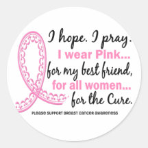 Pink For My Best Friend Filigree Pink Ribbon Sticker