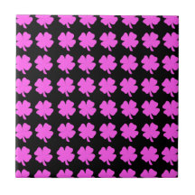 Pink four leaf clover Irish design Tiles